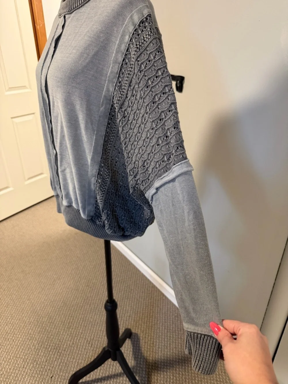 Indigo Thread Co Gray Mixed Knit Oversized Sweater Size Small (Fits Medium)